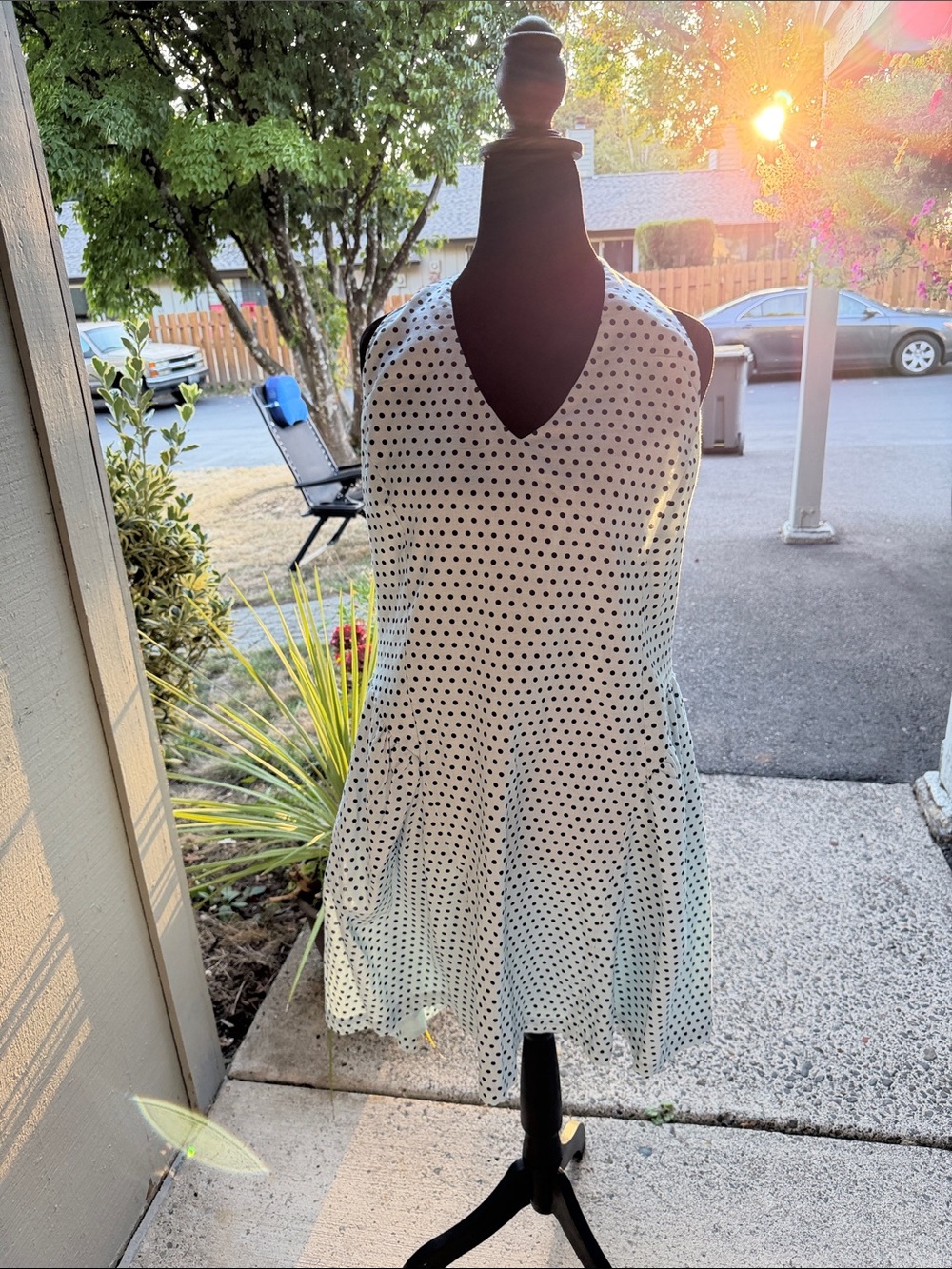 JessaKae Classic light blue Polka Dot V-Neck Dress